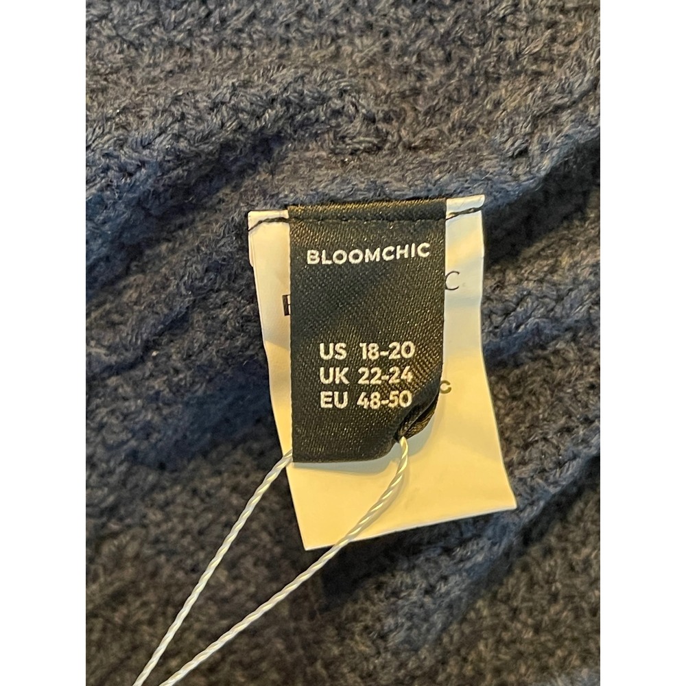 BloomChic Sweater Womens 18-20 Blue NWT Floral Cable Knit Cottagecore Pullover - Picture 8 of 10